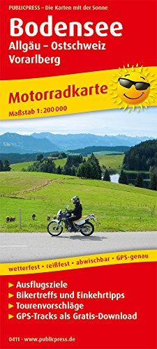 Bodensee, Allgäu - Ostschweiz - Vorarlberg: Motorradkarte mit Ausflugszielen, Bikertreffs und Einkehrtipps sowie Tourenvorschlägen, wetterfest, ... GPS-genau. 1:200000 (Motorradkarte / MK)