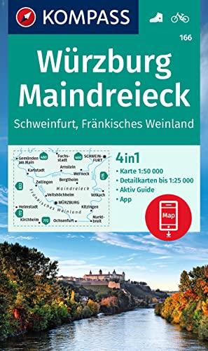 KOMPASS Wanderkarte 166 Würzburg, Maindreieck, Schweinfurt, Fränkisches Weinland 1:50.000: 4in1 Wanderkarte mit Aktiv Guide und Detailkarten inklusive ... Verwendung in der KOMPASS-App. Fahrradfahren.