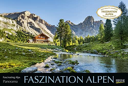 Faszination Alpen 2022: Großer Foto-Wandkalender mit Bildern von Gipfeln der Alpen. Edler schwarzer Hintergrund. PhotoArt Panorama Querformat: 58x39 cm.