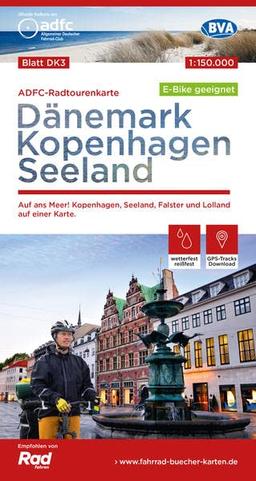 ADFC-Radtourenkarte DK3 Dänemark/Kopenhagen/Seeland 1:150.000, reiß- und wetterfest, E-Bike geeignet, mit GPS-Tracks Download, mit Bett+Bike Symbolen, ... einer Karte. (ADFC-Radtourenkarte 1:150.000)