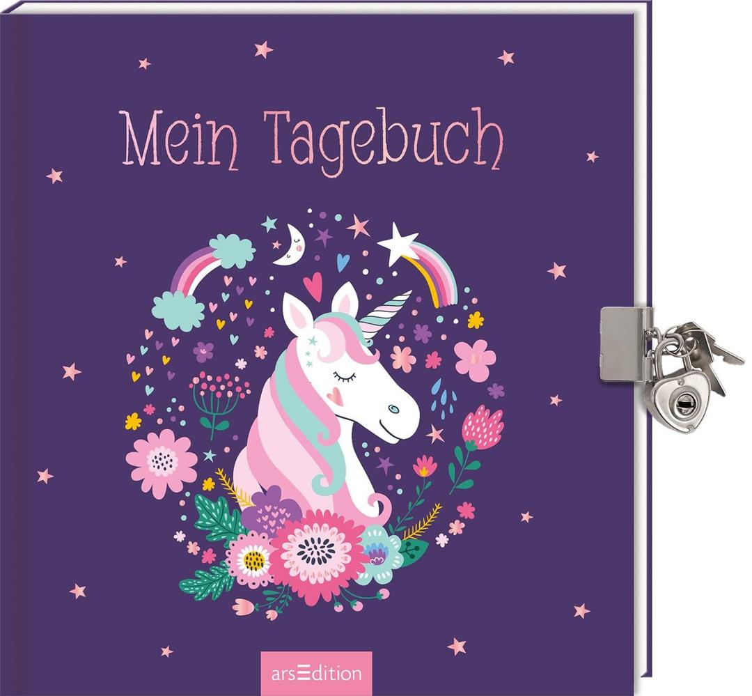 Mein Tagebuch – Einhorn (mit Schloss): Eintragbuch zum Sammeln persönlicher Erlebnisse und Gedanken | liniert und zauberhaft gestaltet für Kinder ab 6