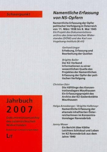 Jahrbuch des Dokumentationsarchivs des Österreichischen Widerstands: Schwerpunkt: Namentliche Erfassung von NS-Opfern