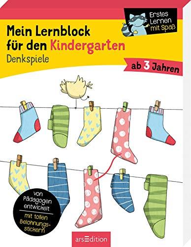 Mein Lernblock für den Kindergarten – Denkspiele: Von Pädagogen entwickelt – mit tollen Belohnungsstickern – ab 3 Jahren | Übungen und Rätsel als Vorbereitung auf die Vorschule