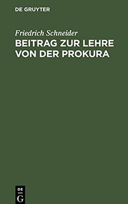 Beitrag zur Lehre von der Prokura