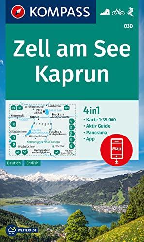 KOMPASS Wanderkarte 030 Zell am See, Kaprun 1:35.000: 4in1 Wanderkarte mit Aktiv Guide und Panorama inklusive Karte zur offline Verwendung in der KOMPASS-App. Fahrradfahren. Skitouren.