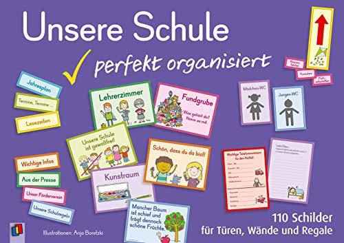 Unsere Schule – perfekt organisiert: 110 Schilder für Türen, Wände und Regale