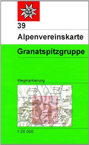 Granatspitzgruppe: Wegmarkierungen und Skitouren - Topographische Karte 1:25.000