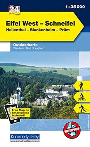 Deutschland Outdoorkarte 34 Eifel West, Schneifel 1 : 35.000: Hellenthal-Blankenheim-Prüm. Wanderwege, Radwanderwege, Nordic Walking (Kümmerly+Frey Outdoorkarten Deutschland)