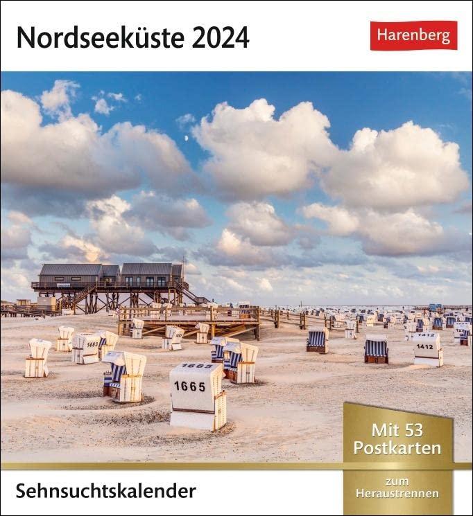 Nordseeküste Sehnsuchtskalender 2024: Wochenkalender mit 53 Postkarten (Sehnsuchtskalender von Harenberg)