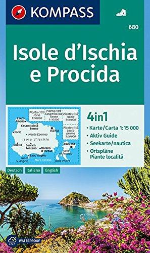 Isole d' Ischia e Procida: 4in1 Wanderkarte 1:15000 mit Aktiv Guide, Seekarte und Ortsplänen. (KOMPASS-Wanderkarten, Band 680)