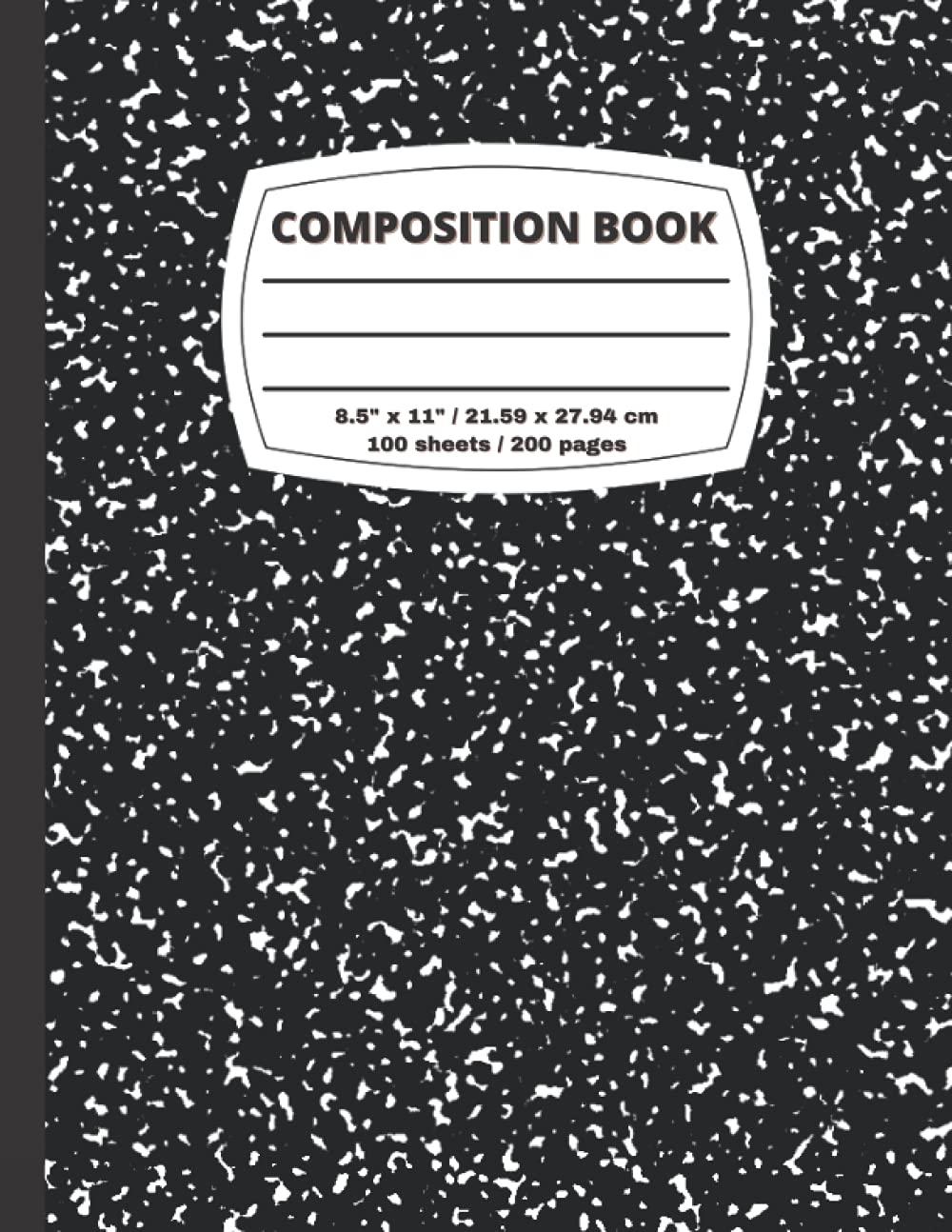 Composition Book: Black and White Marble Cover Composition Notebook, College Ruled, 200 pages, 8.5" x 11", Book for School and Students for Writing and Journaling