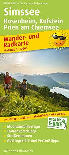 Simssee, Rosenheim, Kufstein, Prien am Chiemsee: Wander- und Radkarte mit Ausflugszielen & Freizeittipps, wetterfest, reißfest, abwischbar, GPS-genau. 1:35000 (Wander- und Radkarte / WuRK)