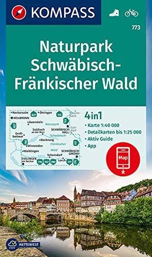 KOMPASS Wanderkarte Naturpark Schwäbisch-Fränkischer Wald: 4in1 Wanderkarte 1:40000 mit Aktiv Guide und Detailkarten inklusive Karte zur offline Verwendung in der KOMPASS-App. Fahrradfahren.