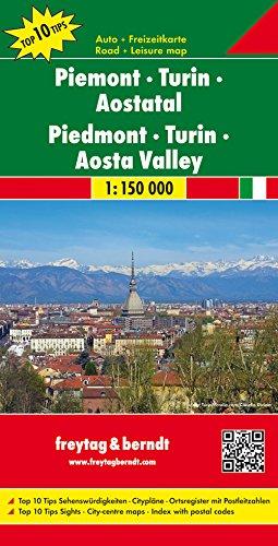 Freytag Berndt Autokarten, Piemont - Turin - Aostatal, Top 10 Tips - Maßstab 1:150.000