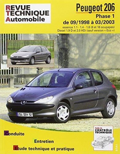 Peugeot 206 : phase 1 de 09-1988 à 03-2003 : essence 1.1, 1.4, 1.6 (8 et 16 soupapes) Diesel 1.9 D et 2.0 HDi (sauf version Eco)