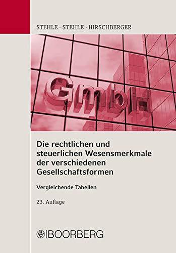 Die rechtlichen und steuerlichen Wesensmerkmale der verschiedenen Gesellschaftsformen: Vergleichende Tabellen