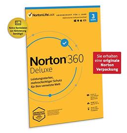 Norton 360 Deluxe 2022 | 3 Geräte | Antivirus | Unlimited Secure VPN und Passwort-Manager | 1 Jahr | PC/Mac/Android/iOS | Aktivierungscode in Originalverpackung