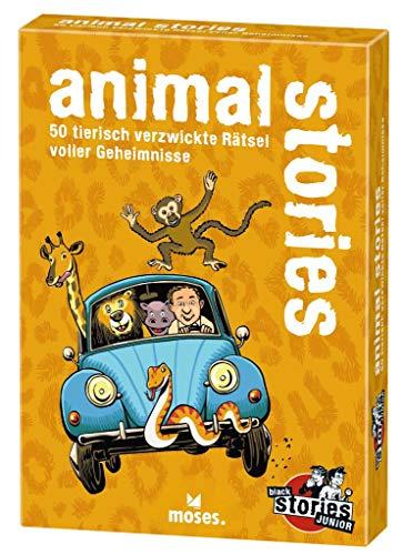 Black Stories Junior - Animal Stories | 50 tierisch verzwickte Rätsel voller Geheimnisse | Das Rätsel Kartenspiel für Kinder ab 8 Jahren