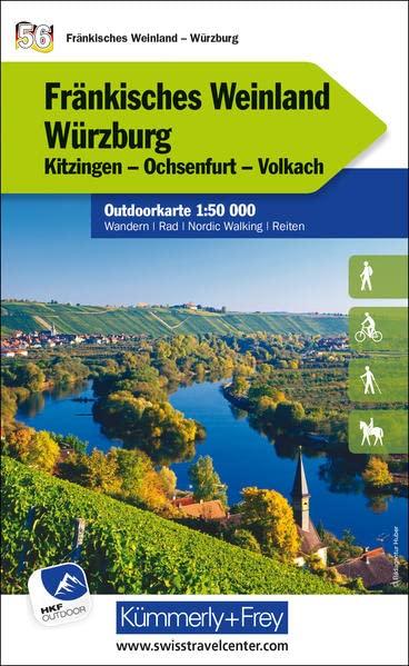 Fränkisches Weinland - Würzburg Nr. 56 Outdoorkarte Deutschland 1:50 000: Kitzingen, Ochsenfurt, Volkach, water resistant, free Download mit HKF Outdoor App (Kümmerly+Frey Outdoorkarten Deutschland)