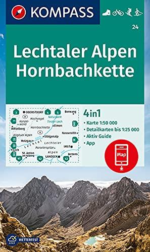 KOMPASS Wanderkarte Lechtaler Alpen, Hornbachkette: 4in1 Wanderkarte 1:50000 mit Aktiv Guide und Detailkarten inklusive Karte zur offline Verwendung ... Langlaufen. (KOMPASS-Wanderkarten, Band 24)