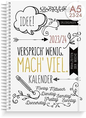 Burde Schülerkalender Doodle 2023 2024 | 2 Seite 1 Woche | 142 Aufkleber enthalten | Planer | auf Deutsch | 21.5x16cm | 31 Juli '23 bis 25 August '24 | Terminplaner & Terminkalender | 120g Papier