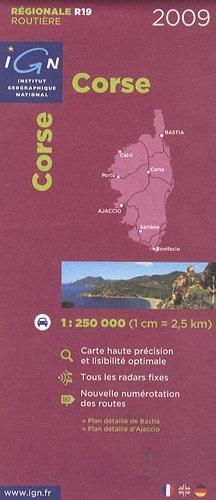 Corse 1 : 250 000: Carte haute précision et lisibilité optimale / Tous les radars fixes / Nouvelle numérotation des routes