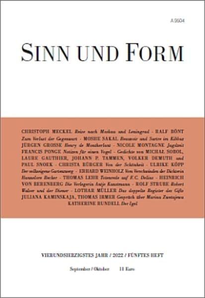 Sinn und Form 5/2022: Beiträge zur Literatur (Sinn und Form: Beiträge zur Literatur)