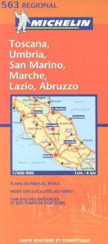 Carte routière : Toscana, Umbria, Lazio, Marche, Abruzzo, Republica di San Marino, N° 11563 (en italien) (KAARTEN/CARTES MICHELIN)