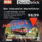 MIBA. Durchblick - Hobby und Freizeit. Der interaktive Marktführer: Modelleisenbahn 98 / 99. Loks, Waggons, Häuser, Gelände, Autos, Figuren...Software für PC-Steuerung, Gleisplanung und Sounds...Die Neuheiten des Jahrgangs jetzt auch für alle Spursysteme 