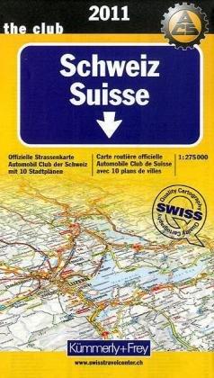 Schweiz 1 : 275 000. Ausgabe 2010: Offizielle Straßenkarte Automobilclub der Schweiz mit 10 Stadtplänen