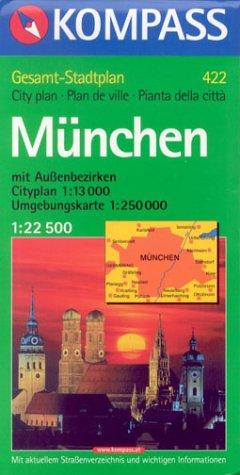 München. Gesamt-Stadtplan mit Aussenbezirken. 1:22500. Cityplan 1:13000. Strassenverzeichnis, Umgebungskarte 1:250000