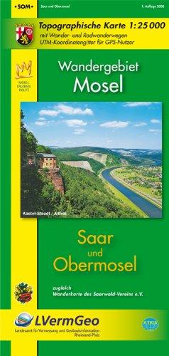 Saar - Obermosel (WR): Topographische Karte mit Wander- und Radwanderwegen / Wandergebiet Mosel