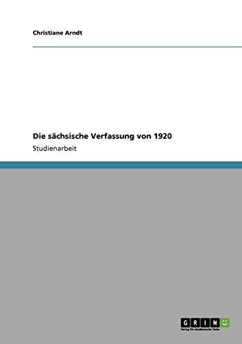 Die sächsische Verfassung von 1920