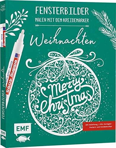 Vorlagenmappe Fensterbilder malen mit dem Kreidemarker – Weihnachten – Merry Christmas: Mit Anleitung, 7 XXL-Vorlagen-Postern und original edding 4090 ... stimmungsvolle Letterings und mehr