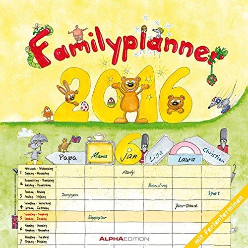 Familienplaner 2016 - Broschürenkalender (30 x 60 geöffnet) - mit 6 Spalten - mit Ferienterminen - Familientermine - Wandplaner