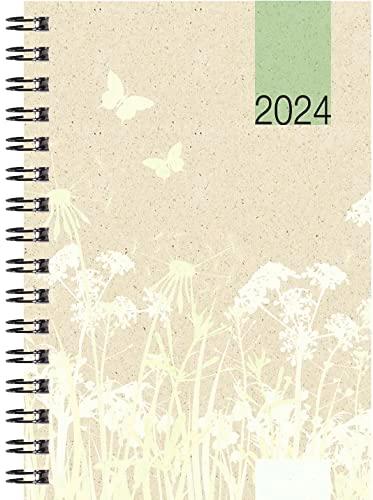 Taschenkalender Graspapier 2024 - Bürokalender 10x14 cm - 1 Woche auf 2 Seiten - robuster Kartoneinband - Wochenkalender - Notizheft - 639-0640