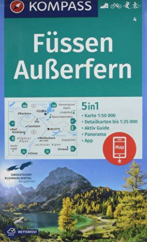 Füssen, Außerfern: 5in1 Wanderkarte 1:50000 mit Panorama, Aktiv Guide und Detailkarten inklusive Karte zur offline Verwendung in der KOMPASS-App. ... Langlaufen. (KOMPASS-Wanderkarten, Band 4)