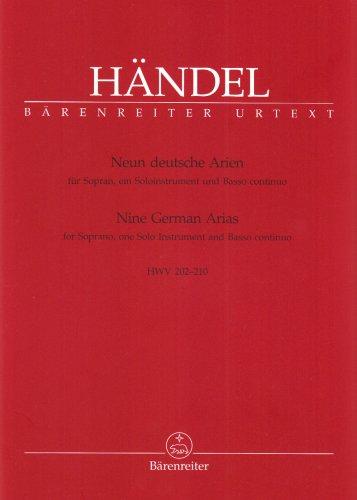 Neun deutsche Arien. Sopran, Soloinstrument, Bc. URTEXT. Part. m. St