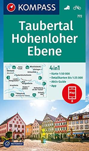 KOMPASS Wanderkarte 772 Taubertal, Hohenloher Ebene: 4in1 Wanderkarte 1:50000 mit Aktiv Guide und Detailkarten inklusive Karte zur offline Verwendung ... (KOMPASS-Wanderkarten, Band 772)