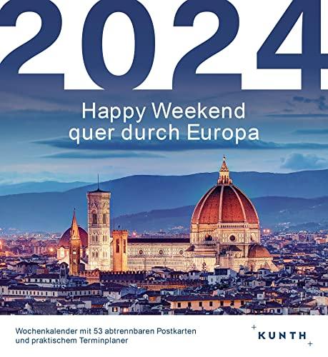 Happy Weekend quer durch Europa 2024: KUNTH Postkartenkalender 52 Wochen