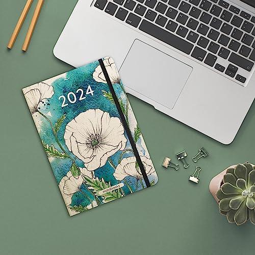 matabooks - Veganer Kalender A5 aus nachhaltigem Graspapier Samaya 2024 Farbe: Poppy White (DE/EN)