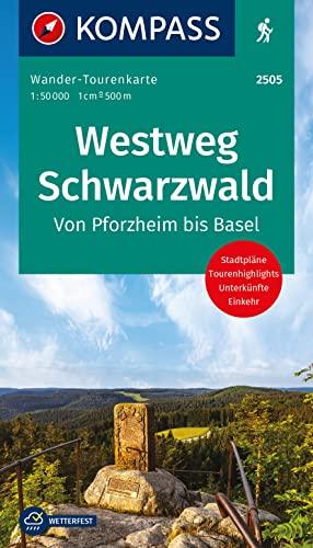 KOMPASS Wander-Tourenkarte Westweg Schwarzwald 1:50.000: Leporello Karte, reiß- und wetterfest