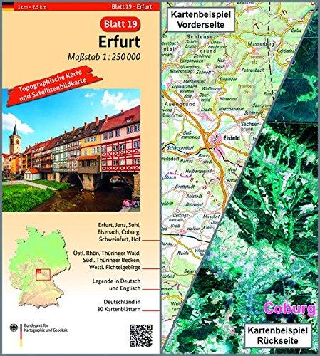 Erfurt: Umgebungskarte mit Satellitenbild 1:250.000 (TK250 / Topographische und Satellitenbildkarte)