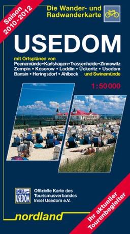 Nordland Karten, Usedom: Mit Ortsplänen von Peenemünde, Karlshagen, Trassenheide, Zinnowitz, Zempin, Koserow, Loddin, Ückeritz, Usedom, Bansin, Heringsdorf, Ahlbeck und Swinemünde