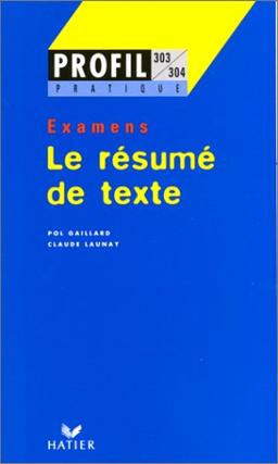 LE RESUME DE TEXTE. Examens