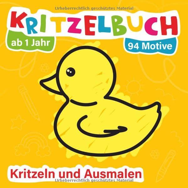 Mein erstes Kritzelbuch ab 1 Jahr: über 94 große Motive - für Jungs und Mädchen - Ausmalbuch - Ausmalen und kritzeln mit Spielzeug, Tiere, Fahrzeuge, Obst, Gegenstände und vieles mehr