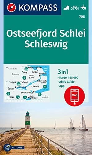 KOMPASS Wanderkarte 708 Ostseefjord Schlei, Schleswig 1:35.000: 3in1 Wanderkarte mit Aktiv Guide, inklusive Karte zur offline Verwendung in der KOMPASS-App. Fahrradfahren. Reiten.