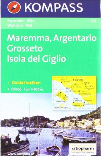 Kompass Karten, Maremma, Argentario, Grosseto, Isola del Giglio: Wander- und Bikekarte. Carta escursionistica, cicloturistica