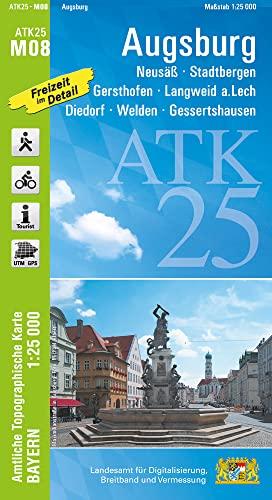 ATK25-M08 Augsburg (Amtliche Topographische Karte 1:25000): Neusäß, Stadtbergen, Gersthofen, Langweid a.Lech, Diedorf, Welden, Gessertshausen (ATK25 Amtliche Topographische Karte 1:25000 Bayern)