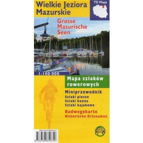 Wielkie Jeziora Mazurskie Mapa szlaków rowerowych 1:100 000